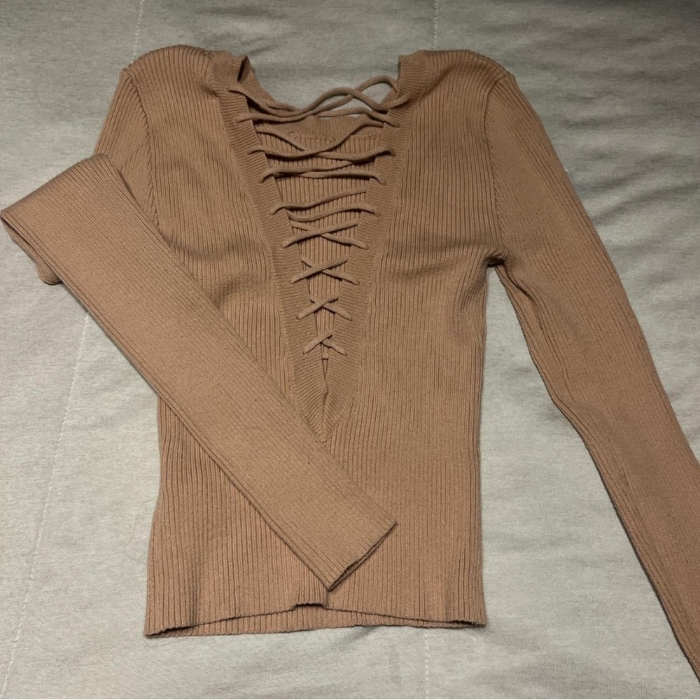 Tan lace up top.